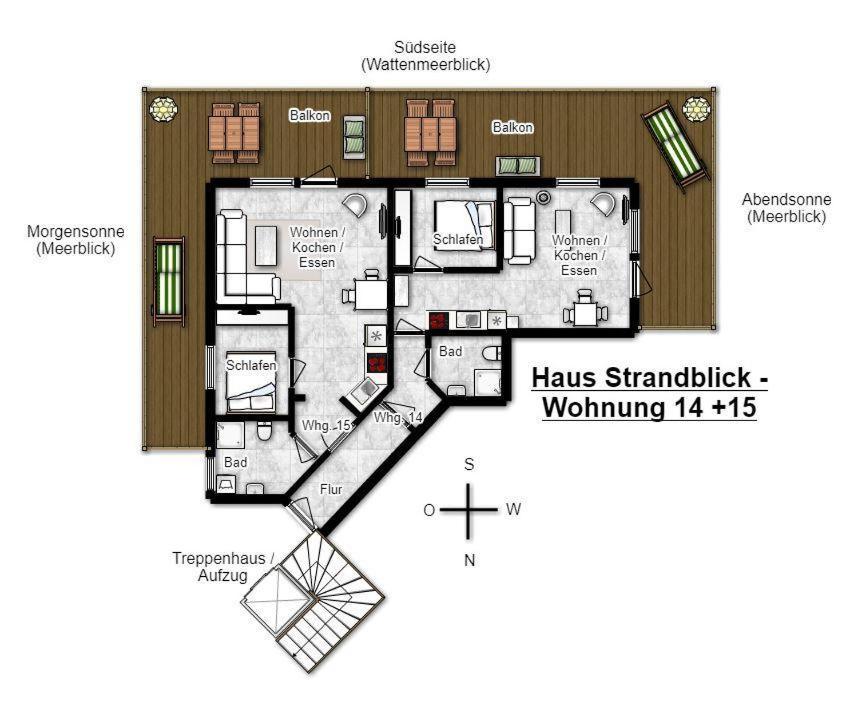 Haus Strandblick Ferienwohnung 15 Wangerooge Buitenkant foto